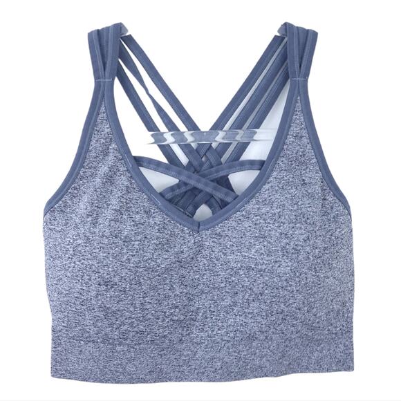 Reebok Sports Bra Medium Gray, Strappy Back, Removable Pads, Wireless - Picture 1 of 3